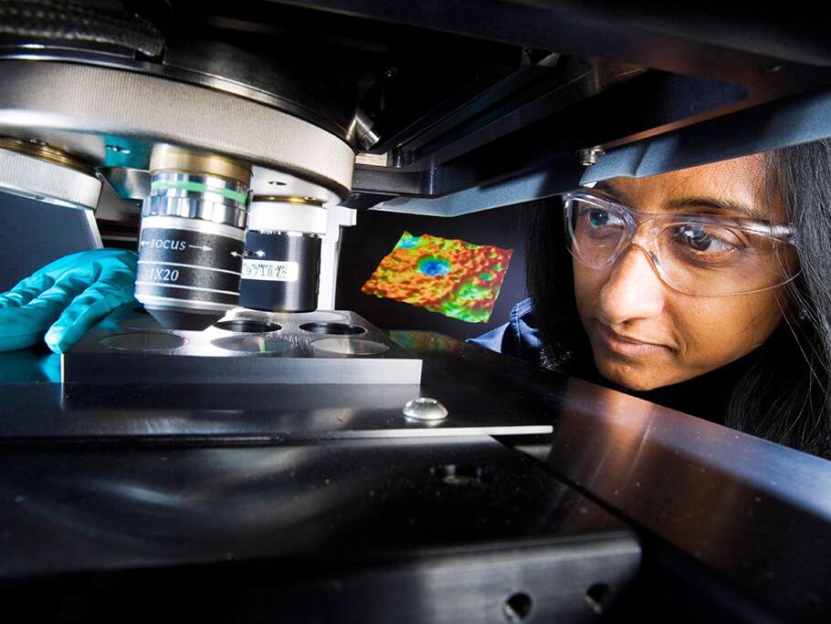 An employee analyzing corrosion control